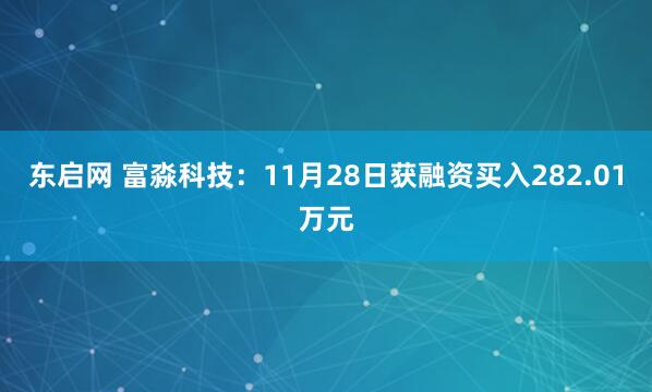 东启网 富淼科技：11月28日获融资买入282.01万元